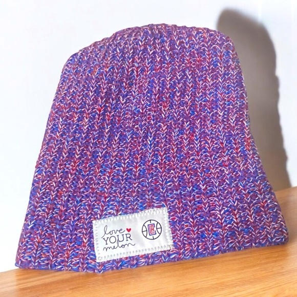NBA LA Clippers “Love ❤️ Your Melon” Chunky Knit Beanie Cap Hat OS Team Colors - Picture 6 of 8